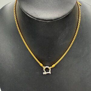 Plunder Horse Bit Pendant Round Box Chain Necklace Silver Gold Tone Western